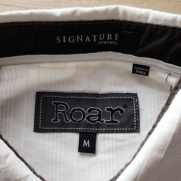 Roar Signature Edition White Stitch Button-up Dress Shirt Men's Medium - Picture 3 of 7